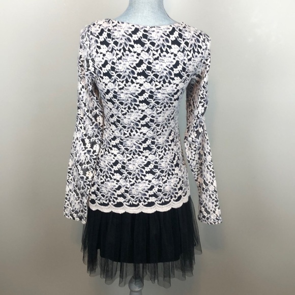 A'reve Black & Cream Floral Embroidered Whimsigoth Fairy Whimsy Dress Size Small - Picture 5 of 9